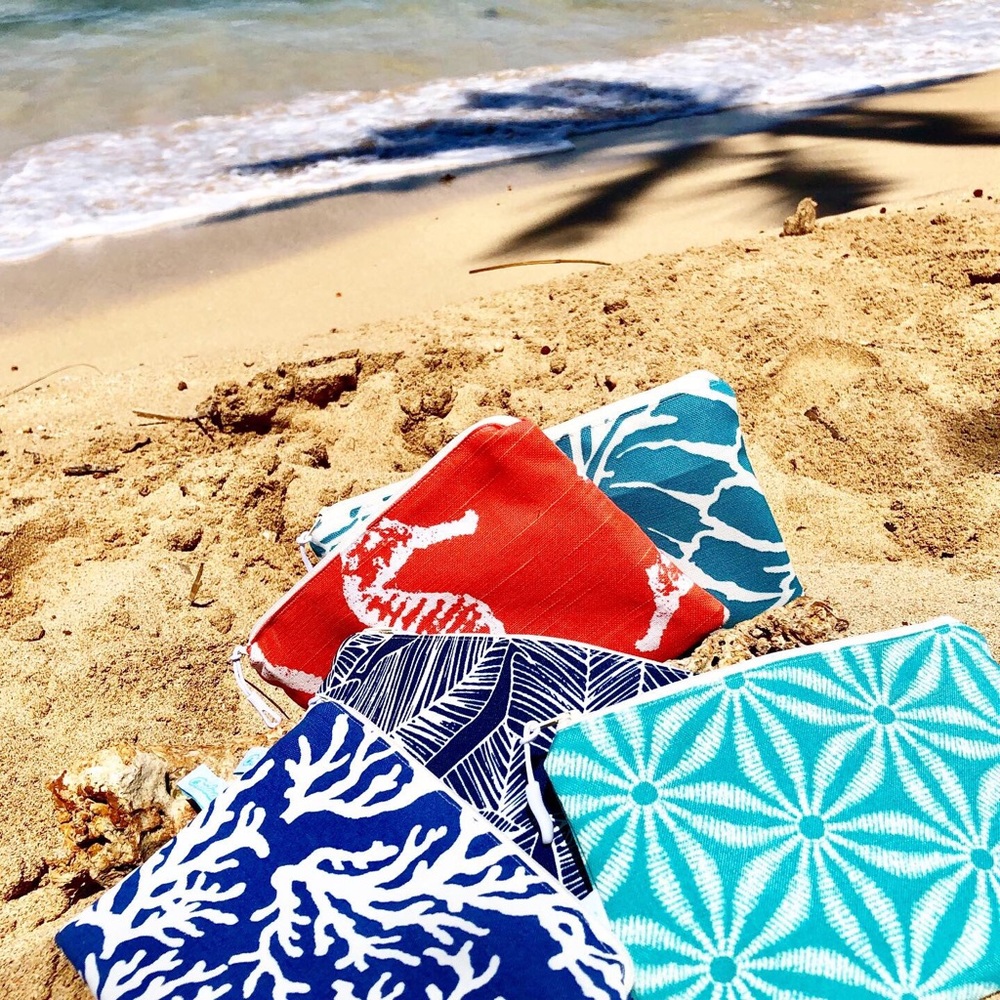 Waterproof Zipper Pouches Bags in Tropical Prints